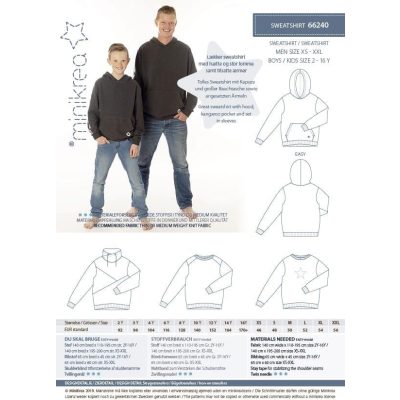 Mønster Sweatshirt  barn 2-16år/ voksne XS-XXL (Minikrea)