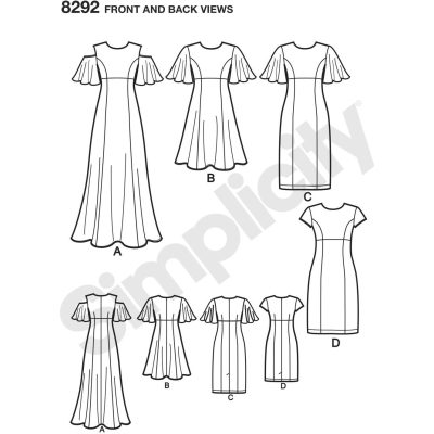 Mønster 8292-H5 Simplicity dame kjole Petite - Bilde 4