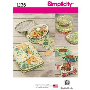 Mønster 1236-OS (KS) Simplicity grytebærere, gavekurver og bolledeksler