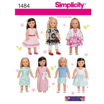 Mønster 1484-OS (KS) Simplicity 18 " dukke klær