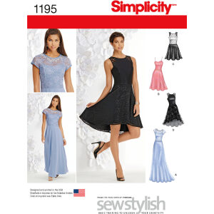 Mønster 1195-D5 Simplicity Dame Petite selskapskjole str.30-38