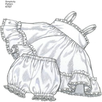 Mønster 4707-A (KS) Simplicity 1950-tallet Vintage Baby dukke klær - Bilde 3
