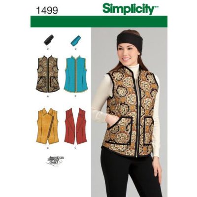 Mønster 1499-H5 Simplicity dame vest og pannebånd i tre størrelser