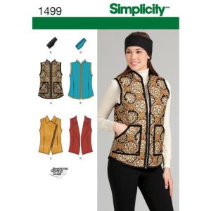 Mønster 1499-U5 Simplicity dame vest og pannebånd i tre størrelser str.42-50