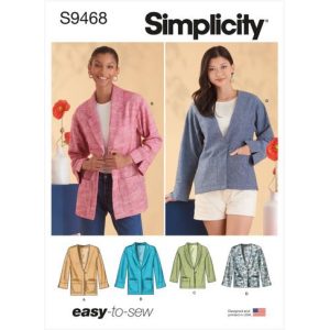 Mønster S9468-H5  Simplicity Dame uforet Jakke str. 32-40