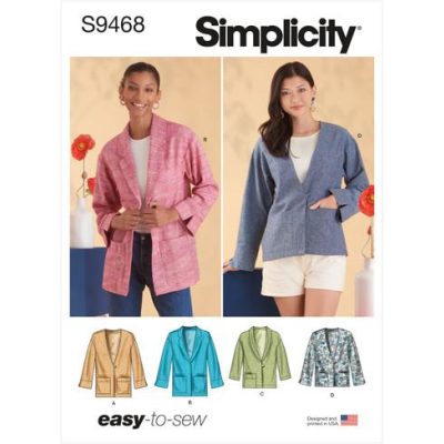 Mønster S9468-H5  Simplicity Dame uforet Jakke str. 32-40