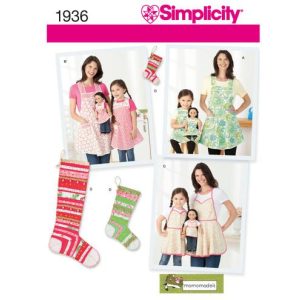 Mønster 1936-A (KS) Simplicity dame og barns forklær
