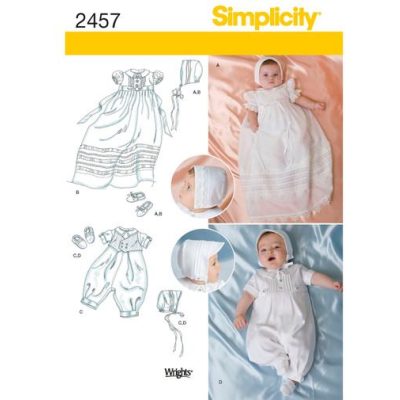 Mønster 2457-A (US) Simplicity baby dåpskjole m.m