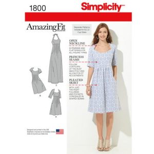 Mønster 1800-AA (AS) Simplicity dame amazing fit kjoler