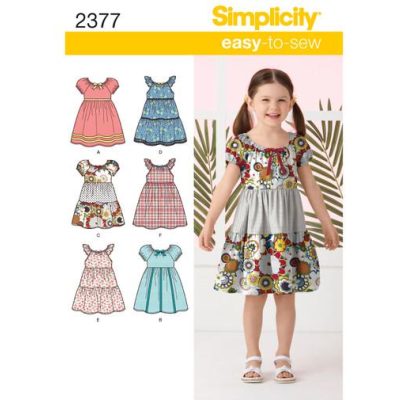 Mønster 2377-A (US) Simplicity barne kjoler
