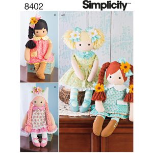 Mønster 8402-OS (KS) Simplicity 23 "fylte dukker med klær
