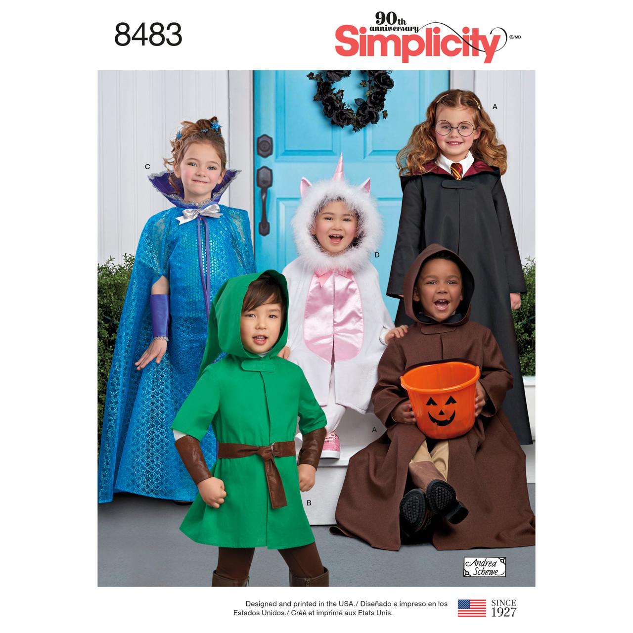 komfortabel Luscious haj Mønster 8483-A (US) Simplicity Barn kappe Kostymer - Stoff Til Alt
