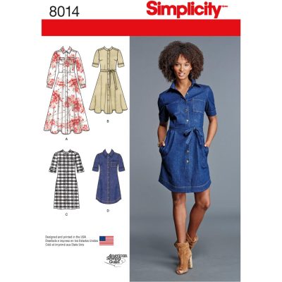 Mønster 8014-H5  Simplicity Dame skjortekjole str.32-40