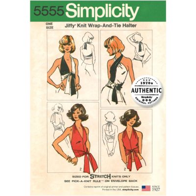 Mønster 5555-OS (DS) Simplicity Dame Vintage Jiffy Strikke Wrap og Tie Top