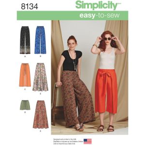 Mønster 8134-R5  Simplicity Dame lett å sy bukser og shorts str.40-48