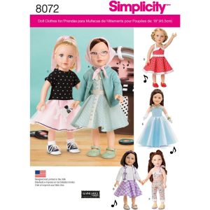 Mønster 8072-OS (KS) Simplicity Vintage Inspirert 18 dukke Klær