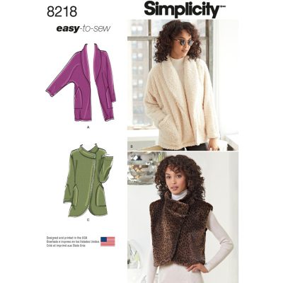 Mønster 8218-A (LS) Simplicity Dame lett å sy jakker og vest