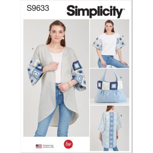 Mønster S9633-A Simplicity Dame heklet og sydd topp, jakke og veske