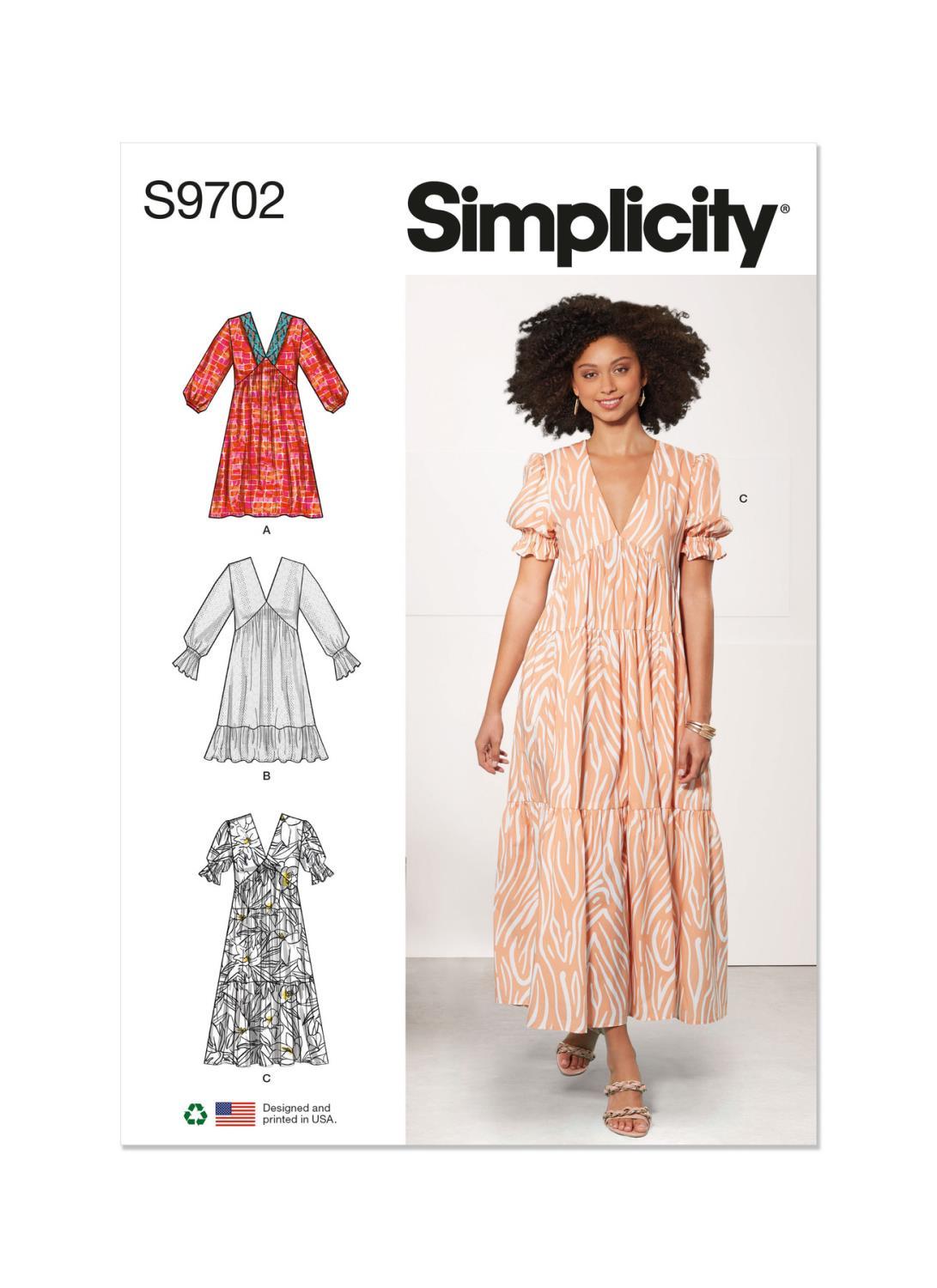 Mønster S9702-K5 Simplicity Frøkens empirekjole (str.34-42)